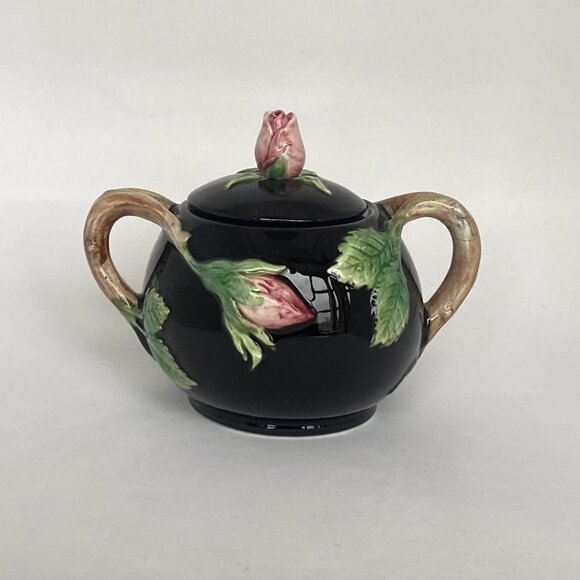 Vintage Fitz & Floyd 1987 Midnight Rose Sugar Bowl and Lid - Picture 9 of 10